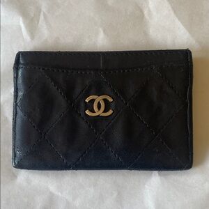 CHANEL Black Quilted Card Case
